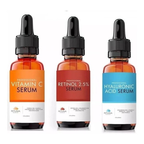 Kit Retinol + Vitamina C + Ácido Hialurônico Petunia 30ml (dermaroller Dermapen bbglow)