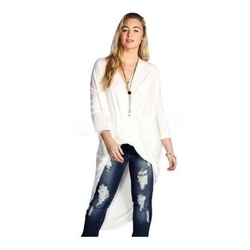 Blusa Mullet Plus Size Maior Atrás Menor Frente Manga Longa