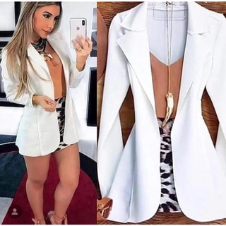 Kit 3 Max Blazer Sobretudo Feminino Acinturado Neoprene Social Roupas Femininas novo inverno
