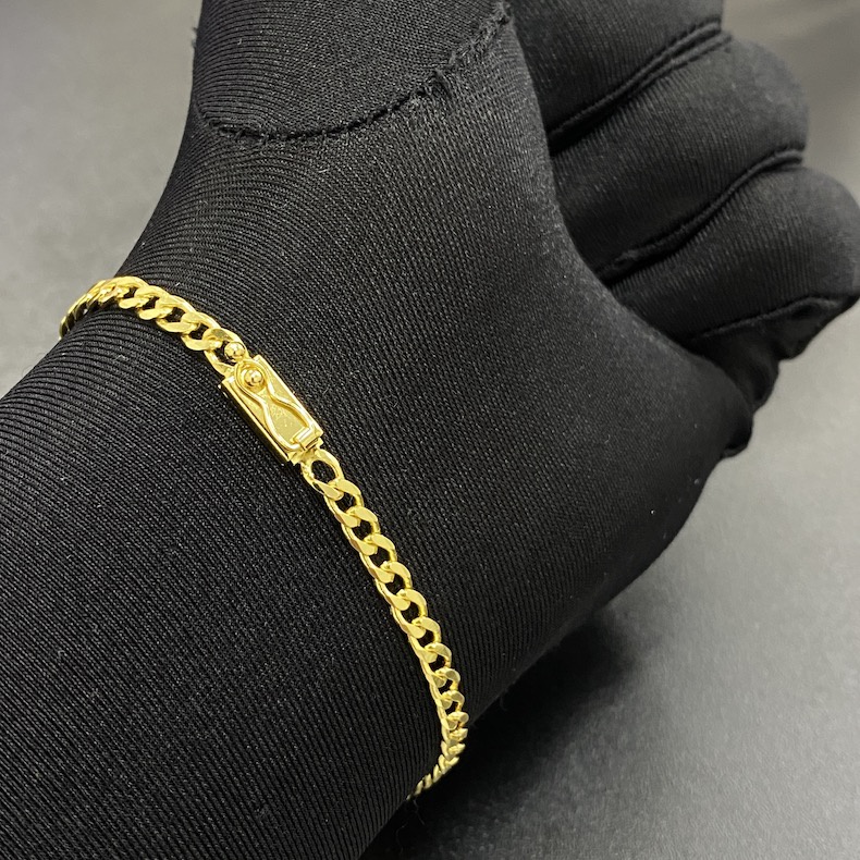 Pulseira Masculina de Ouro Grumet 4mm Banhada a Ouro 24k Pulseira Masculina