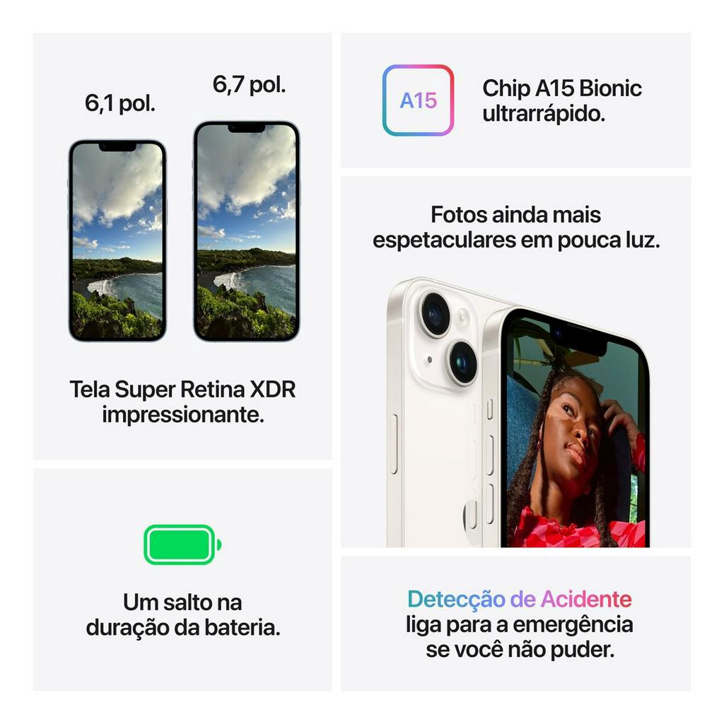 iPhone 14 128gb - Todas As Cores Lacrado com Garantia de 1 Ano.