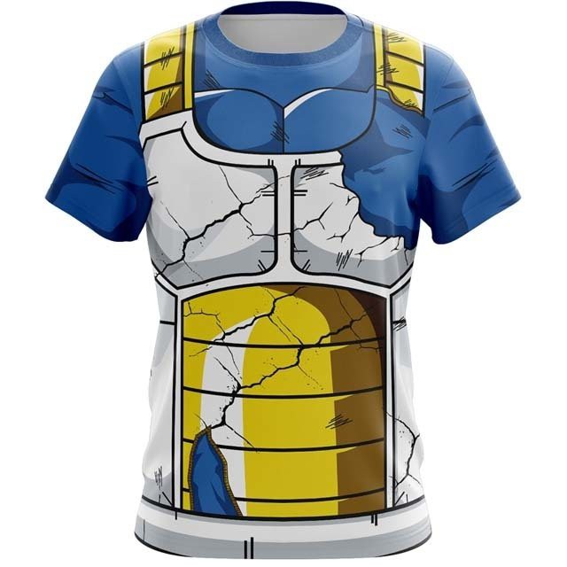 Camiseta masculina de anime Dragon ball super vegeta estilo armadura de batalha 3D cosplay camisa geek