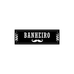 Placa de Sinalização Banheiro Barbearia 30x10 cm