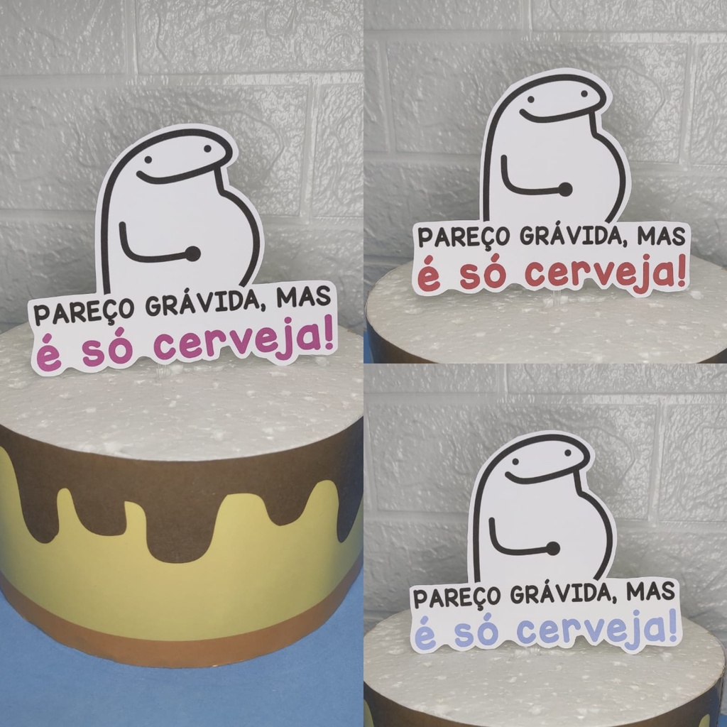 Topo de Bolo Meme palito zueira engraçado festa aniversario Decoração  confeitaria