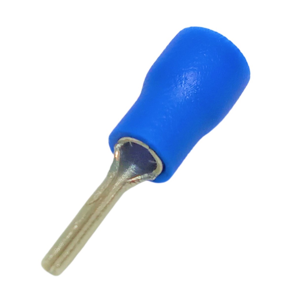 Terminal Conector Azul Pré Isolado Tipo Pino Agulha Tubular Ilhós Elétrico 1,5mm à 2,5mm Pacote Com 50 Peças