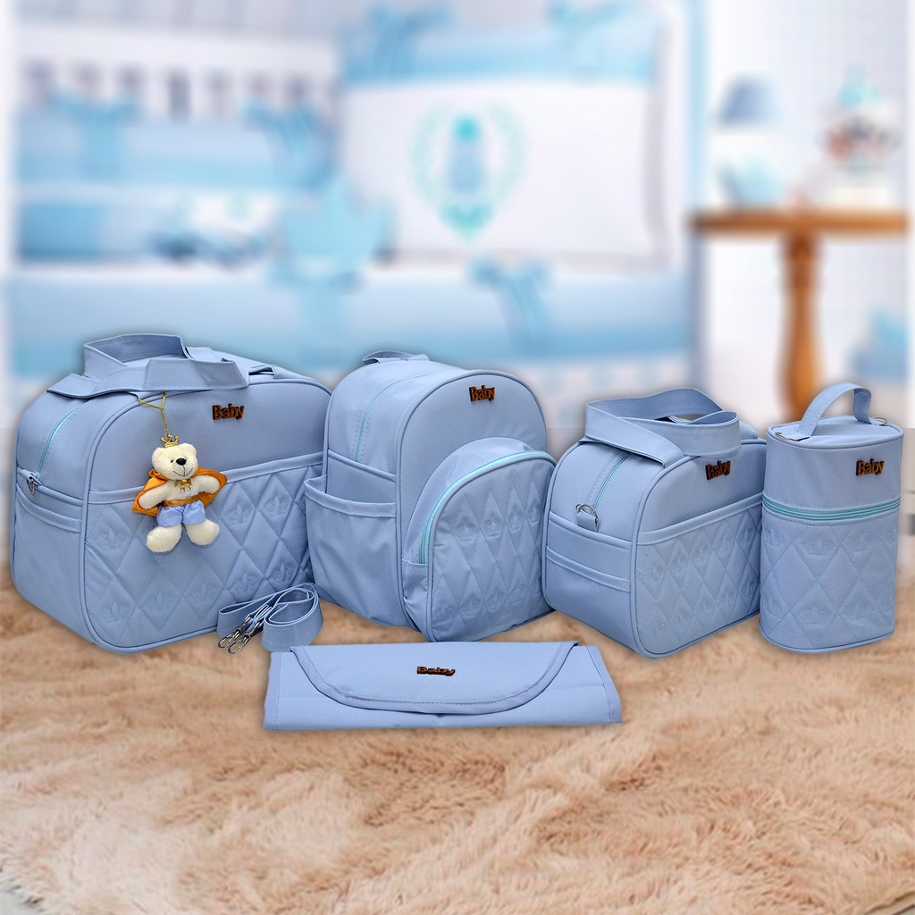 Kit Bolsa/mala Maternidade Bebê Masculino/menino LUXO 5 Peças Baby Gestante Melhor Preço