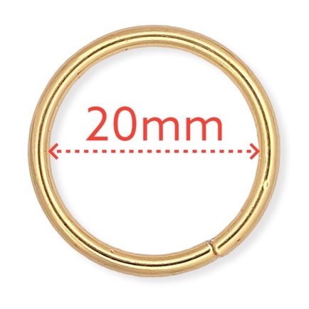 Argola Dourada 20mm (1und) com Verniz Cataforético - 2,0 CM - Para Bolsas, Mochilas, Necessaire, Artigos de Costura e Confecções