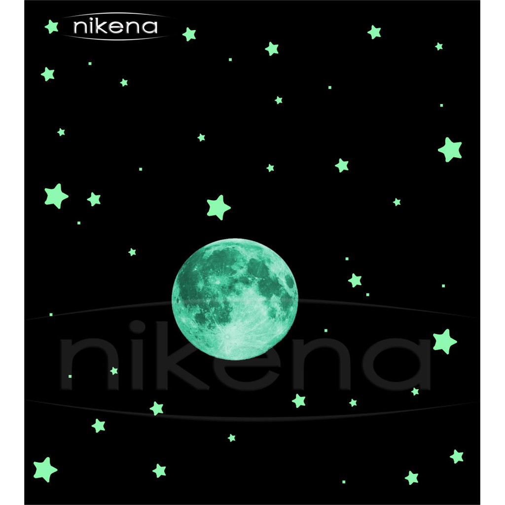 Kit 453 Adesivos - SUPER Lua 12 cm + 452 Estrelas com Quadradinhos - Adesivo Brilha no Escuro - Fluorescente Teto - Noite de Lua Estrelada - AD453120