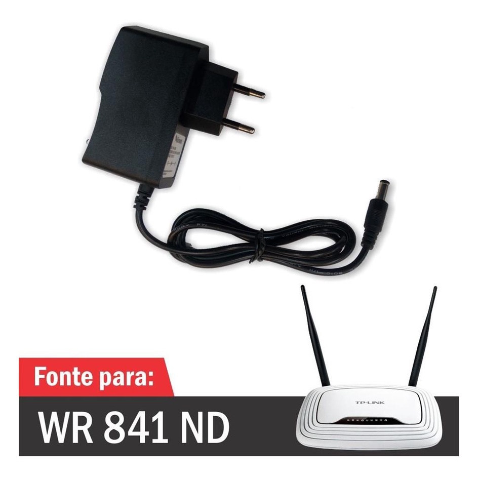 Fonte Para Roteador Tp-link Wr 841 Nd ( Carregador / Cabo de Forca / Cabo de Energia ) - R1126