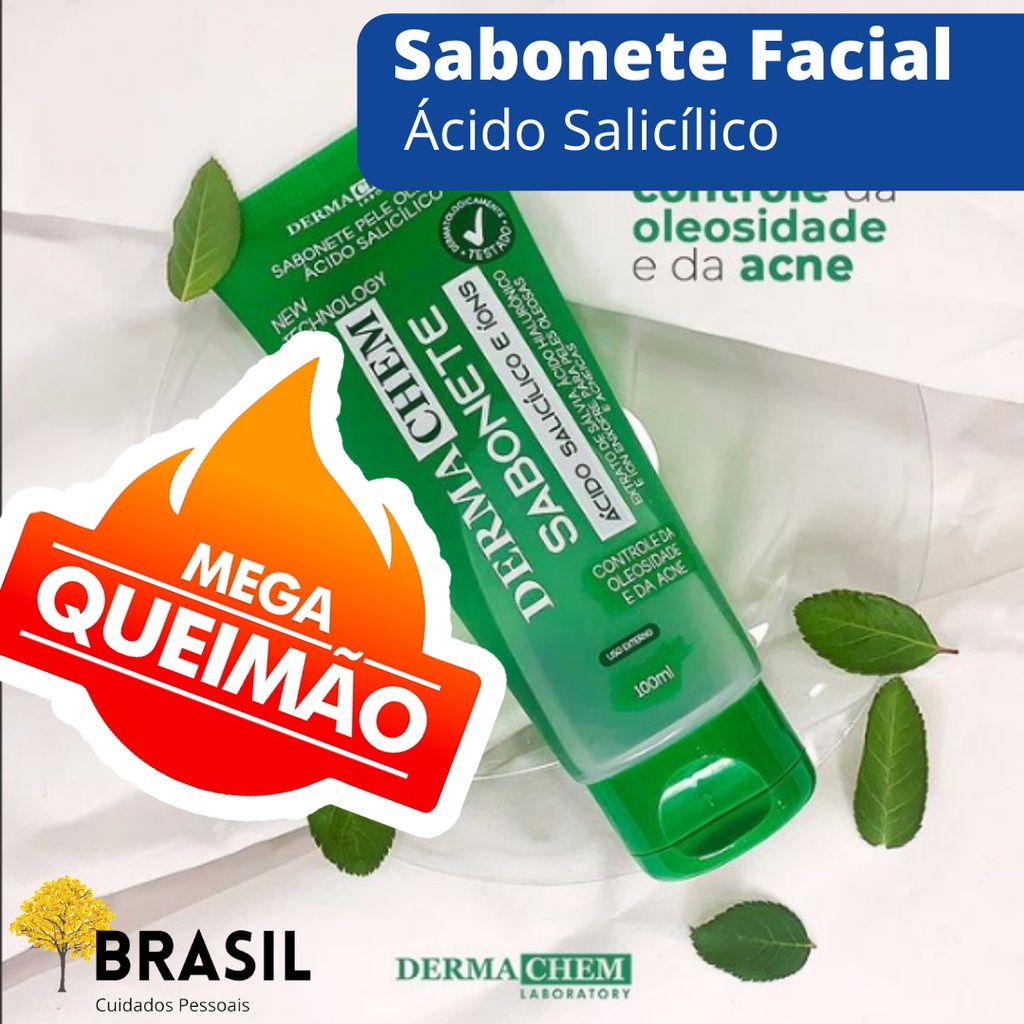 Sabonete Ácido Salicílico Kit com 2 ou unid Dermachem acne oleosidade ...