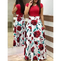 Vestido evangelico feminino manga curta estampado longo vestido soltinho