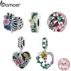 Bamoer Beads Flor Do Vintage Série 925 Acessórios De Moda De Prata Adequado Para Pulseiras Diy & Colares