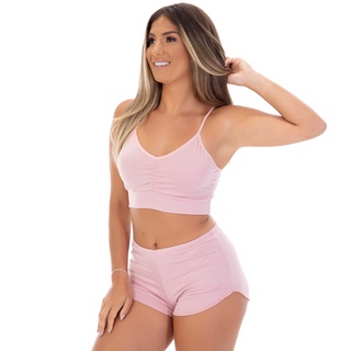 Promoção Short Doll Roupa de Dormir Microfibra Moda Feminina Noite 834