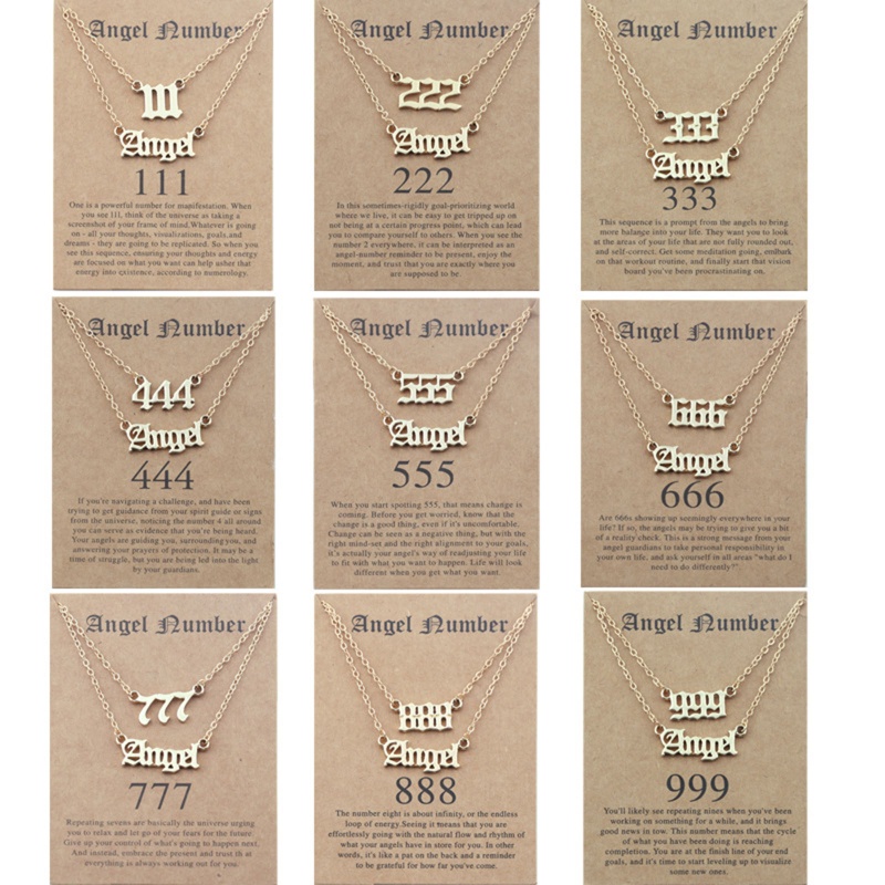 Estone 2 Peças Colar Número Anjo 111 222 333 444 666 777 Pingentes Numerologia Gargantilhas Corrente