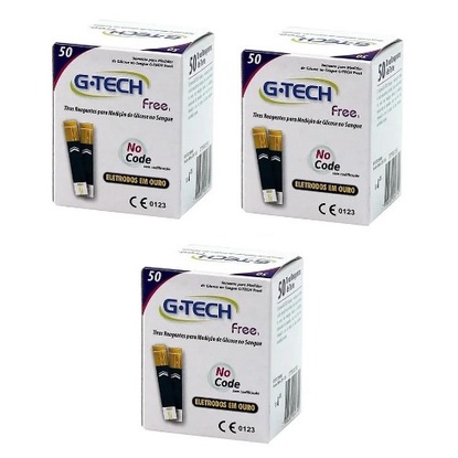 Kit 150 Tiras Fitas Para Teste De Glicemia G-tech Free