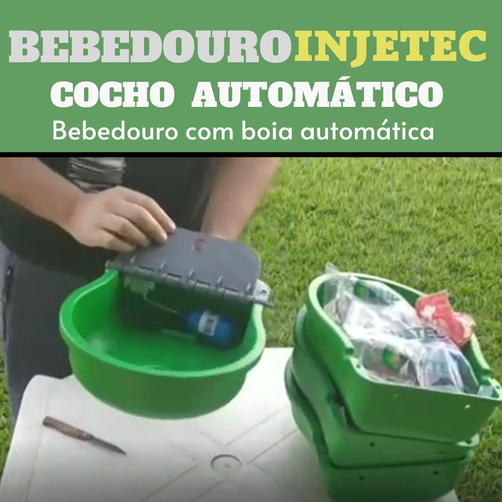 Cocho Bebedouro Animal Automático Injetec Pet 4L e 8L c/ Tampa Retrátil