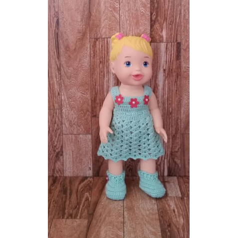 Roupa Vestido Vestidinho Em Croche Para Boneca Baby Alive Shopee Brasil