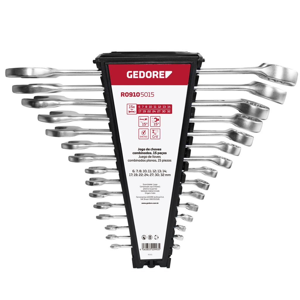 Jogo de Chaves Combinadas 6 a 32mm com 15 Peças Gedore Red R09105015 - Home & Living
