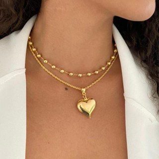 Choker gargantilha bolinhas banhado a ouro 18k + colar cordão baiano pingente de coração em Oferta na Shopee