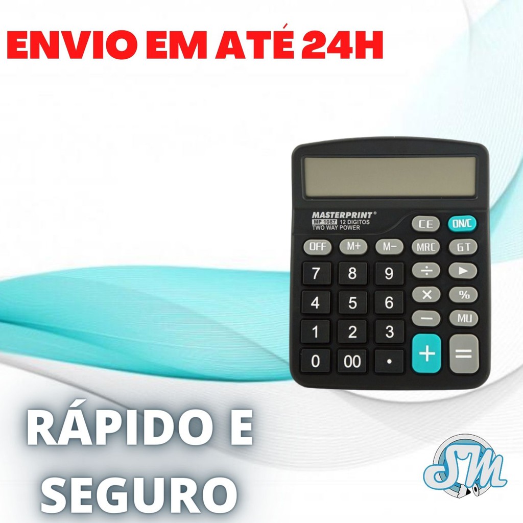 CALCULADORA ELETRÔNICA MP-1086 12 DIGITOS SUPER NECESSÁRIA PARA SEU HOME OFFICE SOMAR DIVIDIR MAS.T.E.R.PRINT ENVIO 24 HORAS