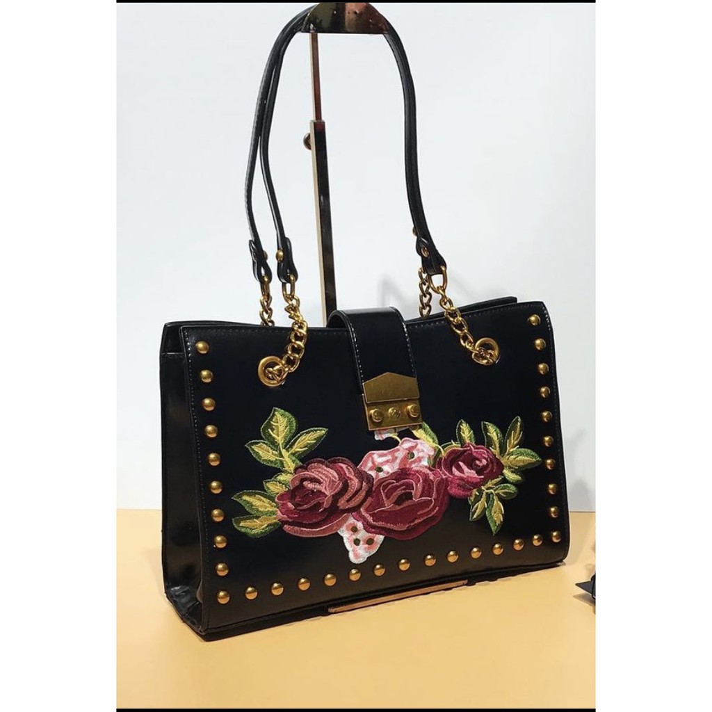 Bolsa de mão feminina estilo Étnico Bordado Flor Padrão Bolsa De Ombro Estampa Retrô