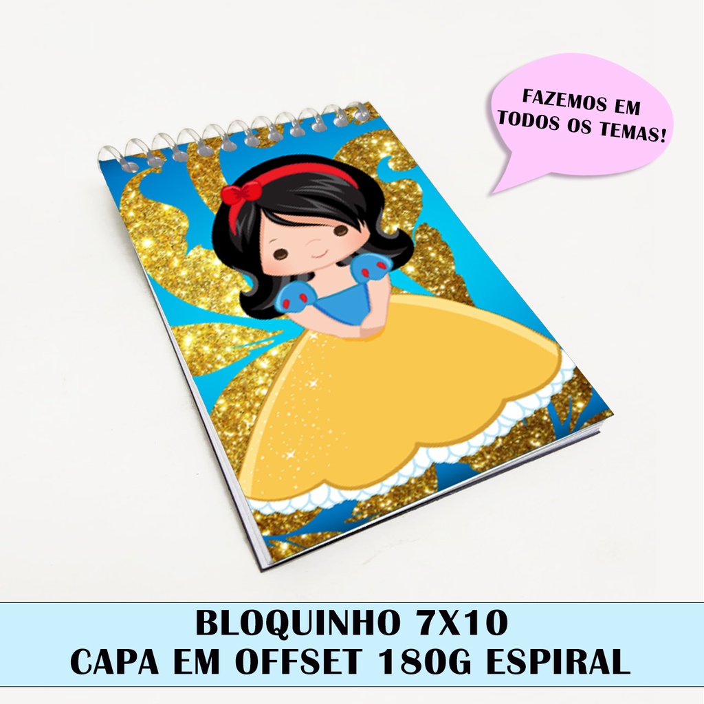 Bloquinho Personalizado branca de neve | Lembrancinha Festa Infantil | Brinde Exclusivo