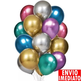 Para Bubble 25 Balões N°5 Bexiga Metalizado Platino Cromado