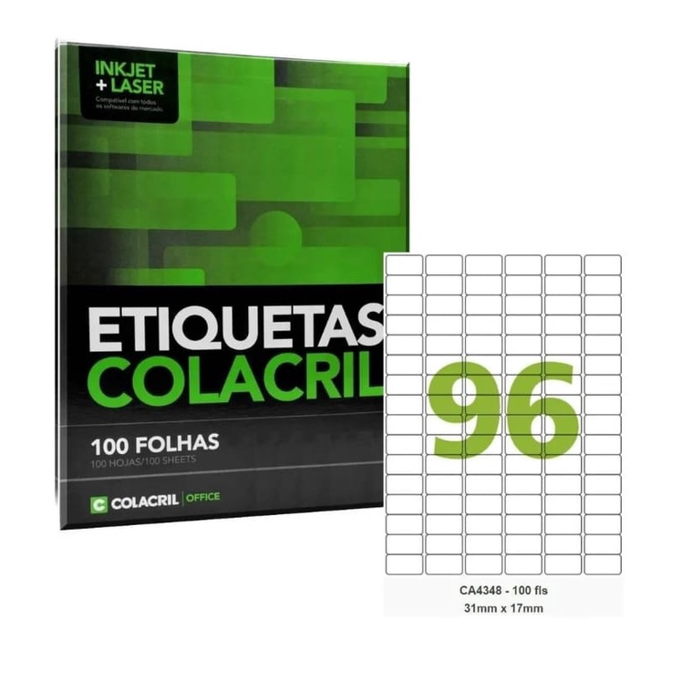 Etiqueta Adesiva Colacril  CA4348 31X17mm pacote 100 folhas em Oferta na Shopee