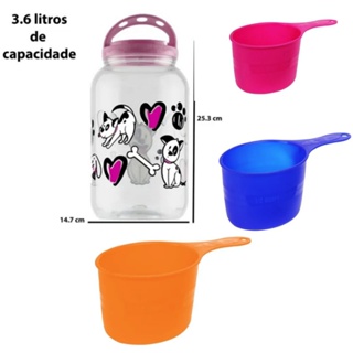 Porta Ração+Medidor Cachorro Pet Ração REF 25 em Oferta na Shopee