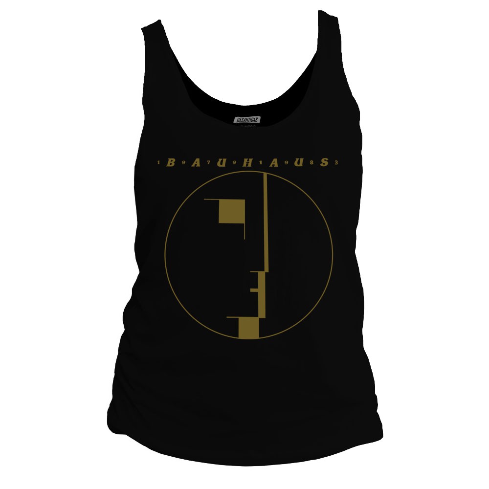 Camiseta regata feminina 100% algodão Dasantigas com estampa Bauhaus em serigrafia (silk).