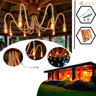 Lustre Vintage Aranha 8 Pernas de Corda Pendente Teto Elegante Luxo Escritório Rústico Decoração Cozinha Parede