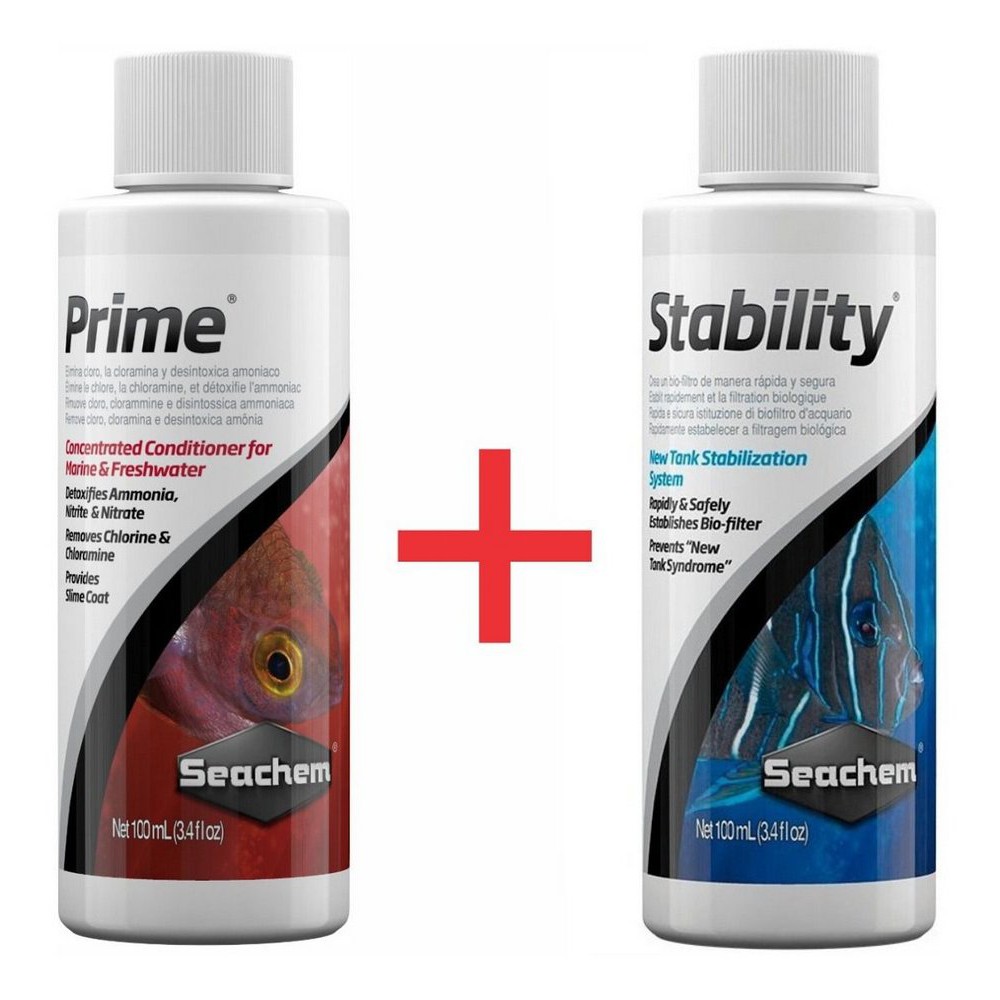 Seachem Prime 100ml+seachem Stability 100ml em Oferta na Shopee