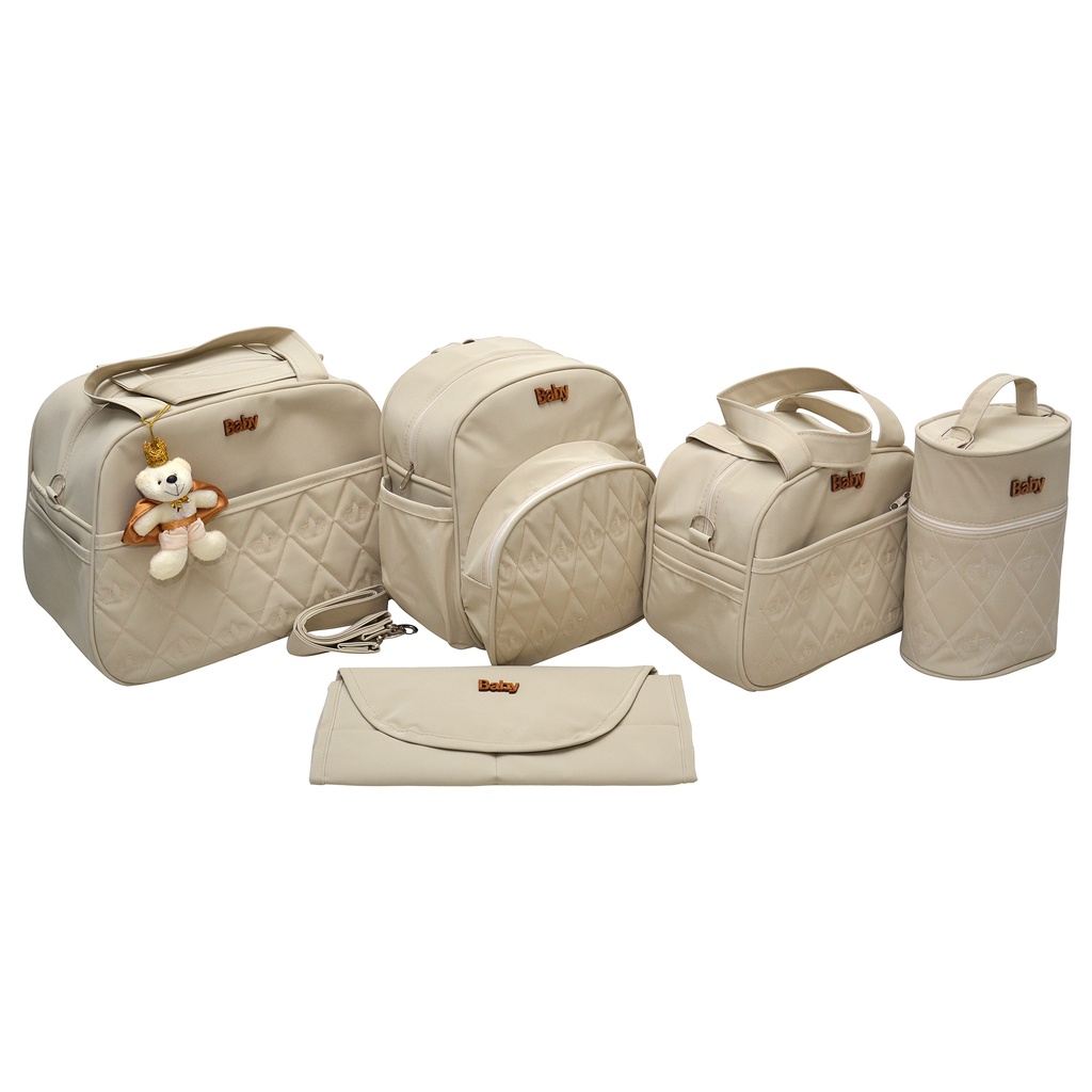 Kit bolsa/Mochila maternidade bebê gestante Masculino/menino 5 peças luxo Melhor preço para gravida enxoval
