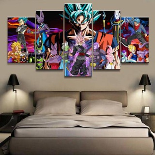 Kit Quadros Decorativo Mosaico 5 Peças MDF Goku Dragon Ball Desenho Super personagens 4K Sala Quarto em Oferta na Shopee