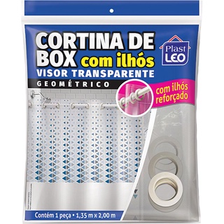 Cortina Box 135x200cm PVC Plast Leo Geométrico com Ilhós