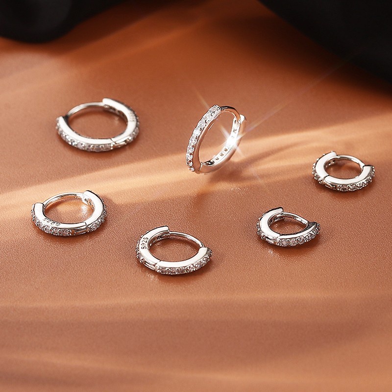 Brincos de zircão brilhante de aço inoxidável 316L piercing joias modernas anéis de nariz 3 pares