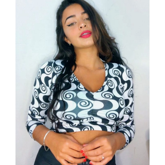 Cropped Anitta alta moda meia manga 💥