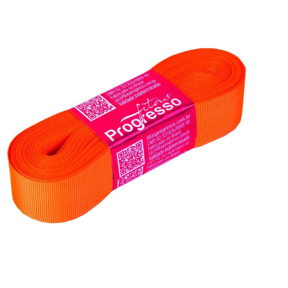 Fita Gorgurão Progresso 22mm nº5 - 10m Laranja Cítrico - 1un