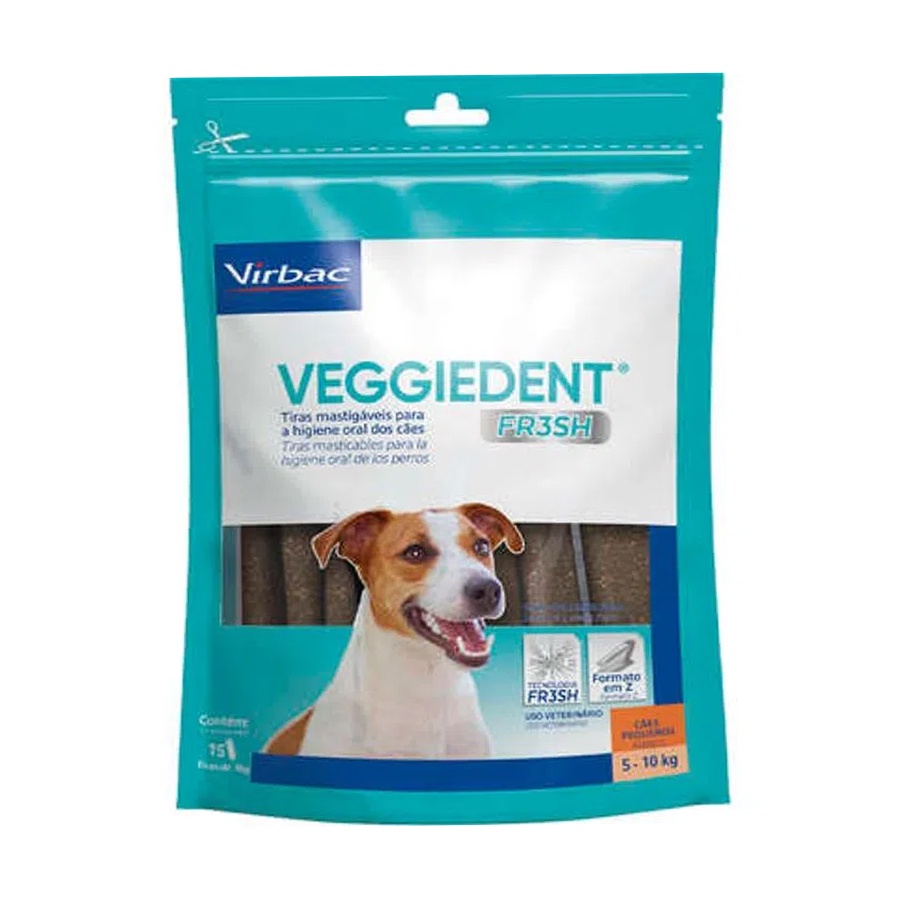 Tiras Mastigáveis Para Cães VeggieDent Fresh Virbac 5 a 10kg em Oferta na Shopee