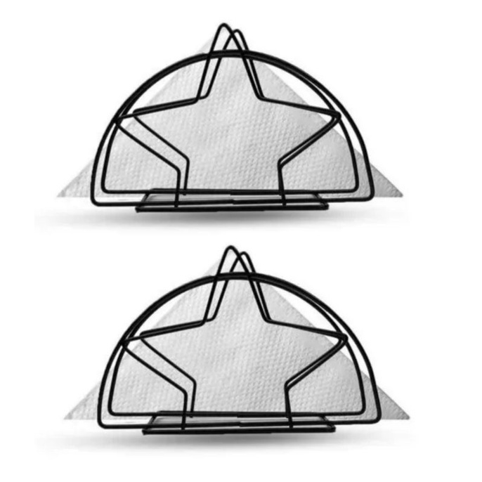 Jogo Com 2 Suporte Porta Guardanapo De Papel Para Mesa Em Aço Inox Cor Preto Wincy