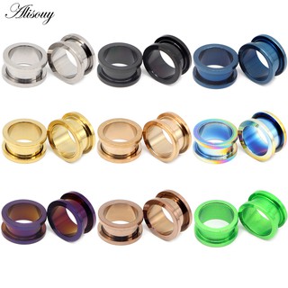 Alisouy 2PC 2-30mm Túneis De Orelha Plugues 316L Jóias De Aço Inoxidável Piercing Alongadores Expansores E