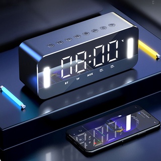 Alto-Falante Bluetooth Sem Fio Rádio FM Desktop Alarm Clock Subwoofer Reprodutor De Música Cartão TF Bass Speaker Com Luz Noturna Para Todos Os Telefones