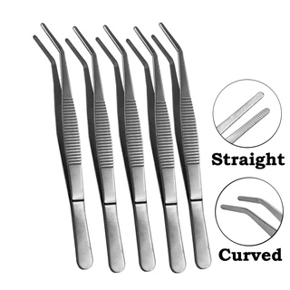 5 Pcs Pinças De Aço Inoxidável Dental Serrilhada Reta/Curvo Forcep Instrumentos Ferramentas 12.5/16/20 Cm