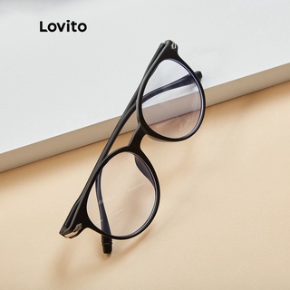 Lovito Óculos Casual de Armação Redonda com Caixa L17M355 (Preto)