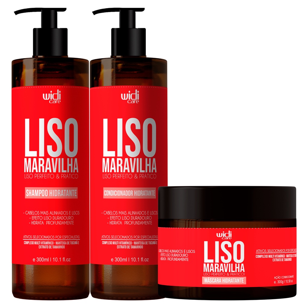 Kit Widi Care Shampoo Condicionador e Máscara Liso Maravilha