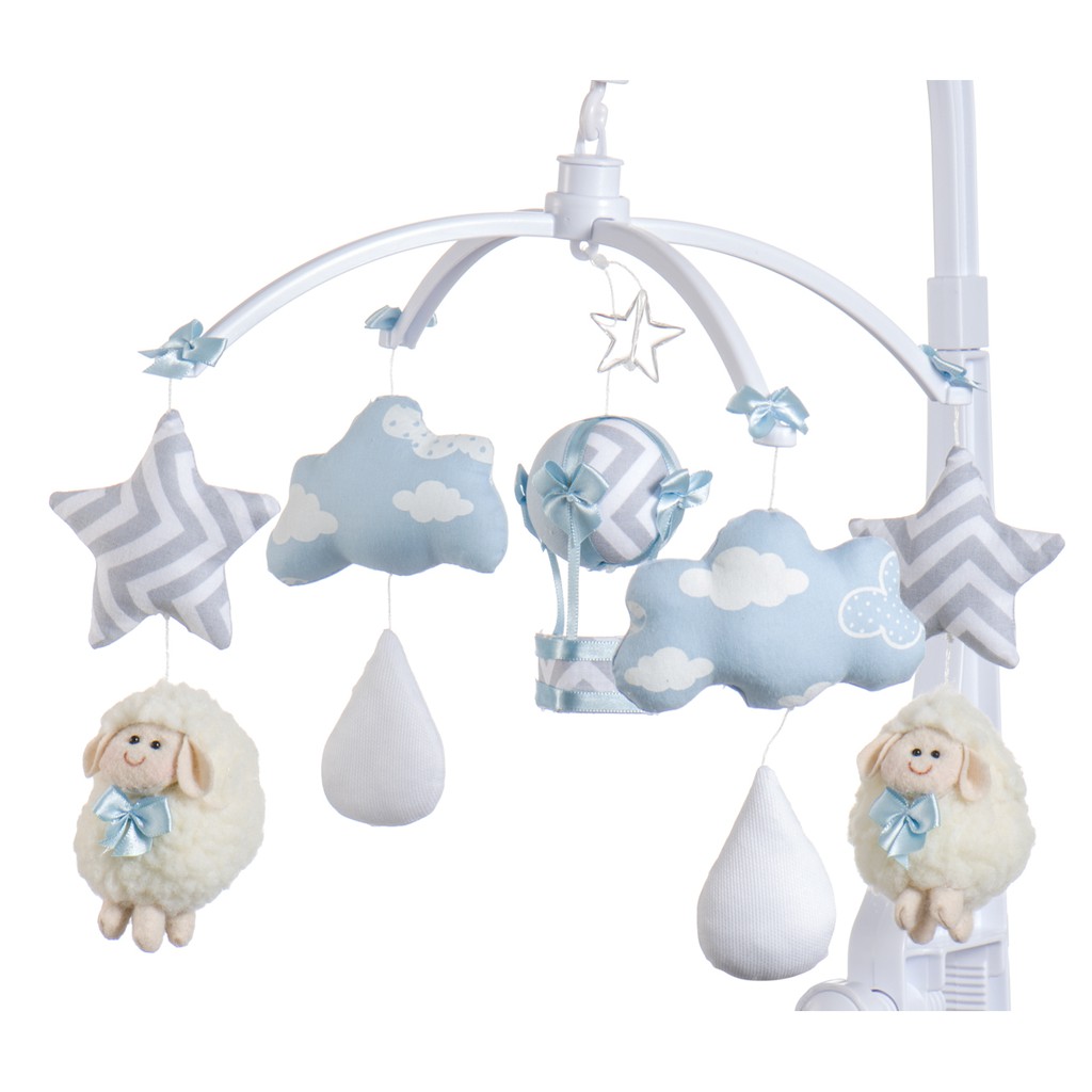 Móbile Berço Bebê Musical E Giratório Ovelinha Azul Envio Imediato em Oferta na Shopee
