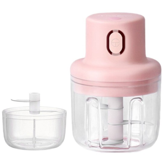 Mini Processador de Alimentos Elétrico ou Manual Moedor Triturador de Alho 250ml Recarregável USB Potente