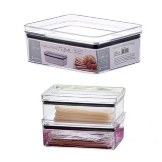 Kit 2 Unidades de Potes 770 ML Retangular Herméticos Para Geladeira/ Porta Frios Acrílico