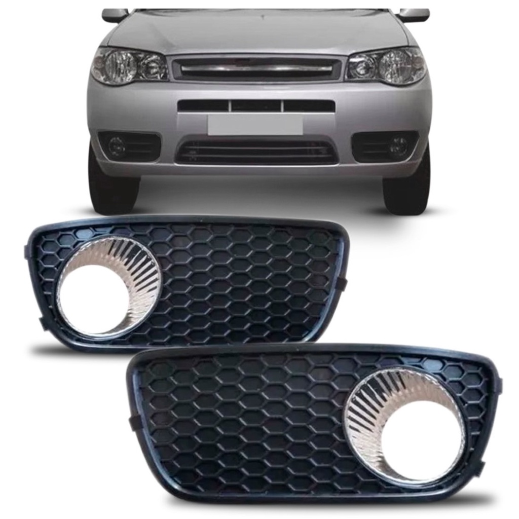 Par Moldura Milha Palio Siena 2004 a 2010 Preto Com Furo em Oferta na Shopee