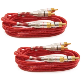 Kit 2 Cabos Rca 1 Metro Dupla Blindagem 1m 5mm Vermelho